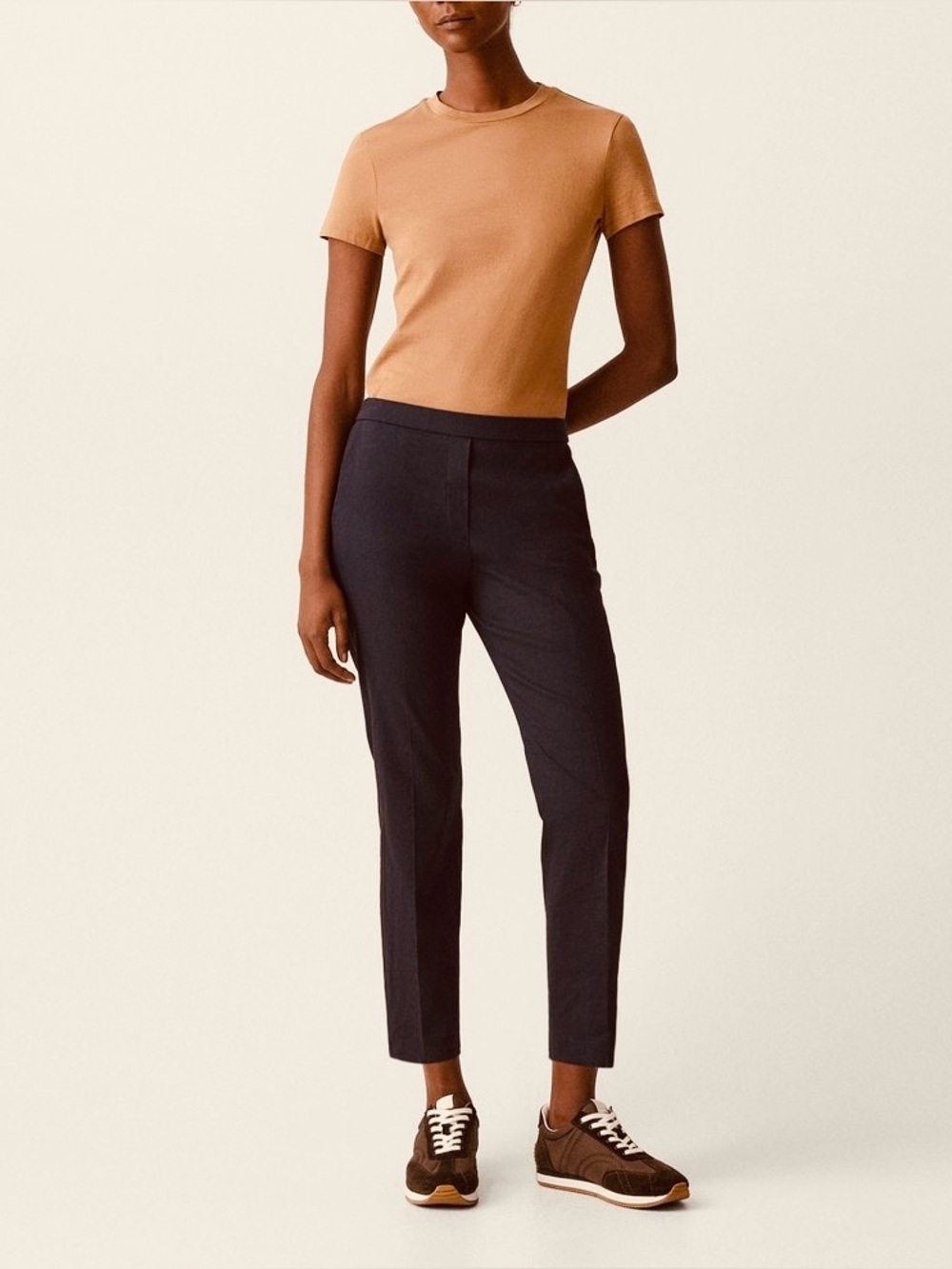 THEORY Treeca Pull On Slim Linen Blend Crop Charcoal Pants Size 6 NWT